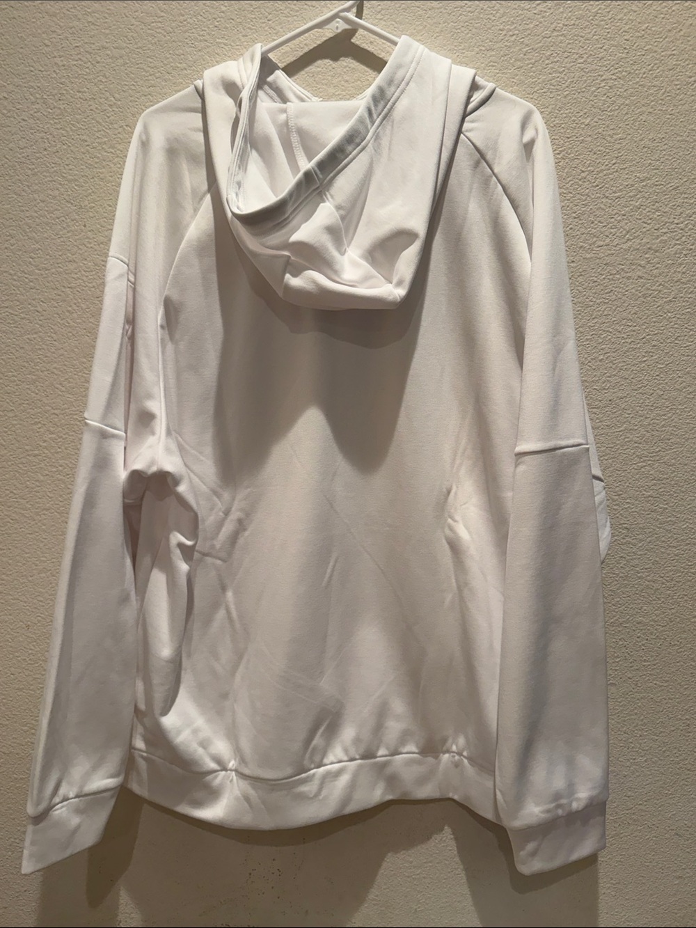 Nike White Full-Zip Hoodie with Black Swoosh and Drawstrings - Picture 4 of 4